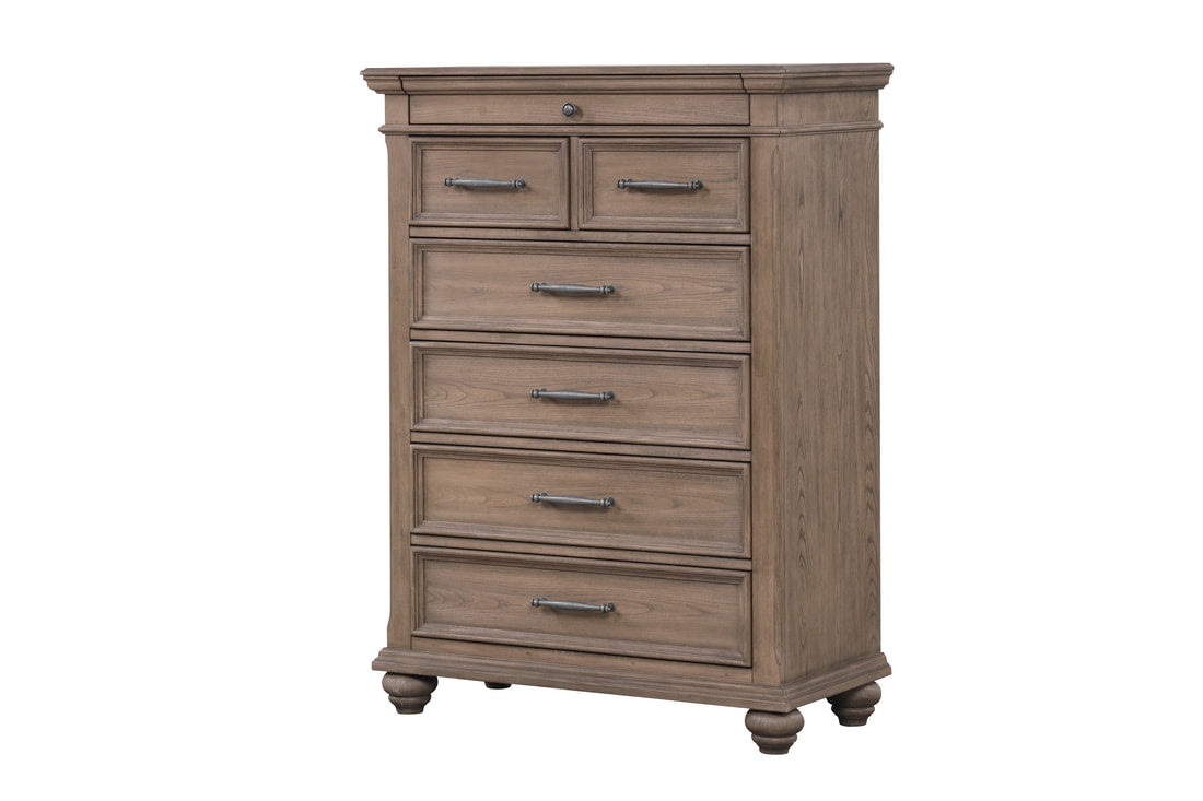 San Jacinto Storage Bench Complete 6 Piece Queen or King Bedroom Set - Bed, 2 Nightstands, Dresser, Mirror & Chest