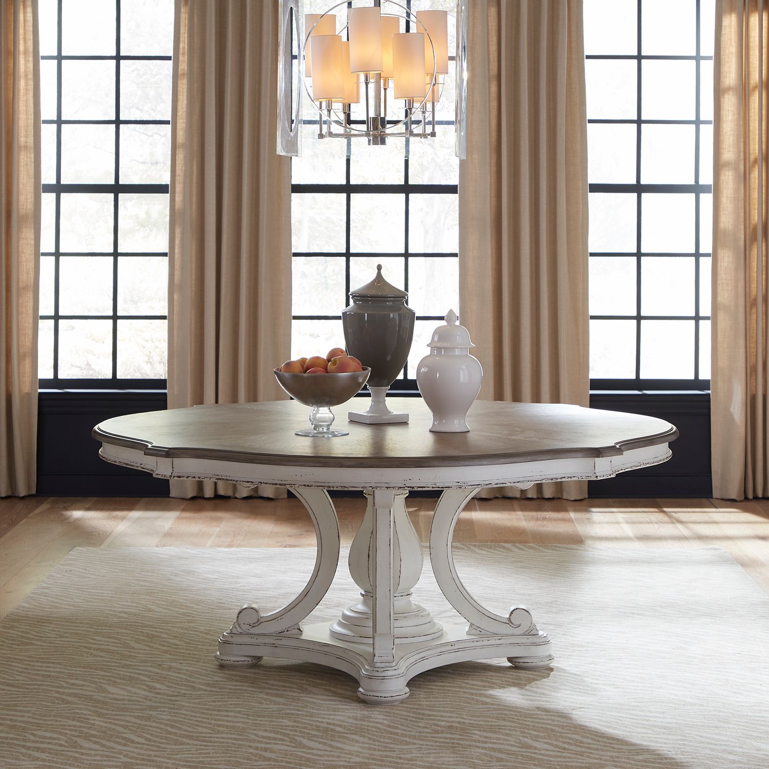 Round pedestal dining store table set