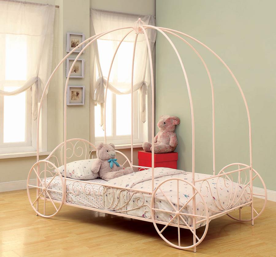Massi Twin Canopy Bed Powder Pink 400155T Coaster
