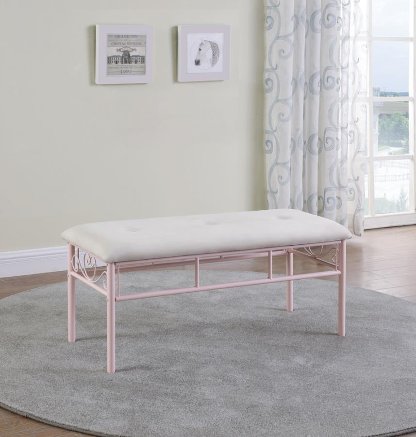 Massi Tufted Upholstered Bench Powder Pink 401156 Coaster