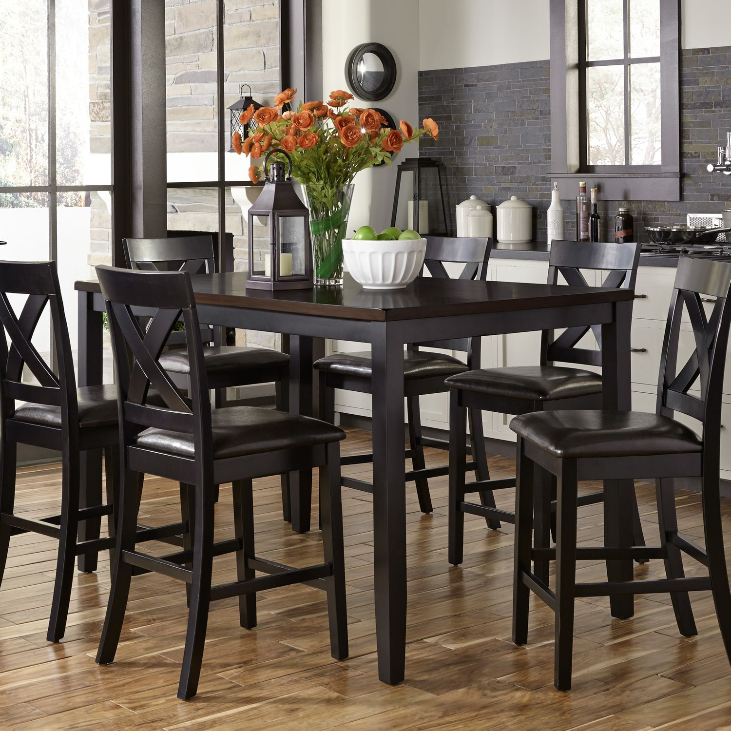 Thornton 7 Piece Gathering Table Set Black Counter Height