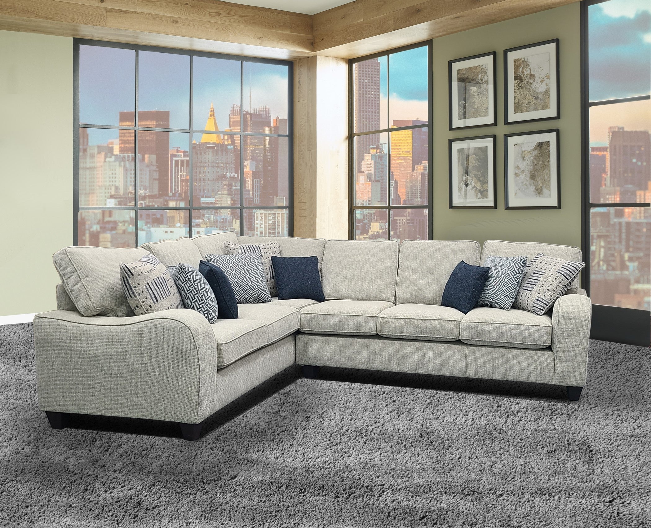 6090 Chenille Grey Sectional