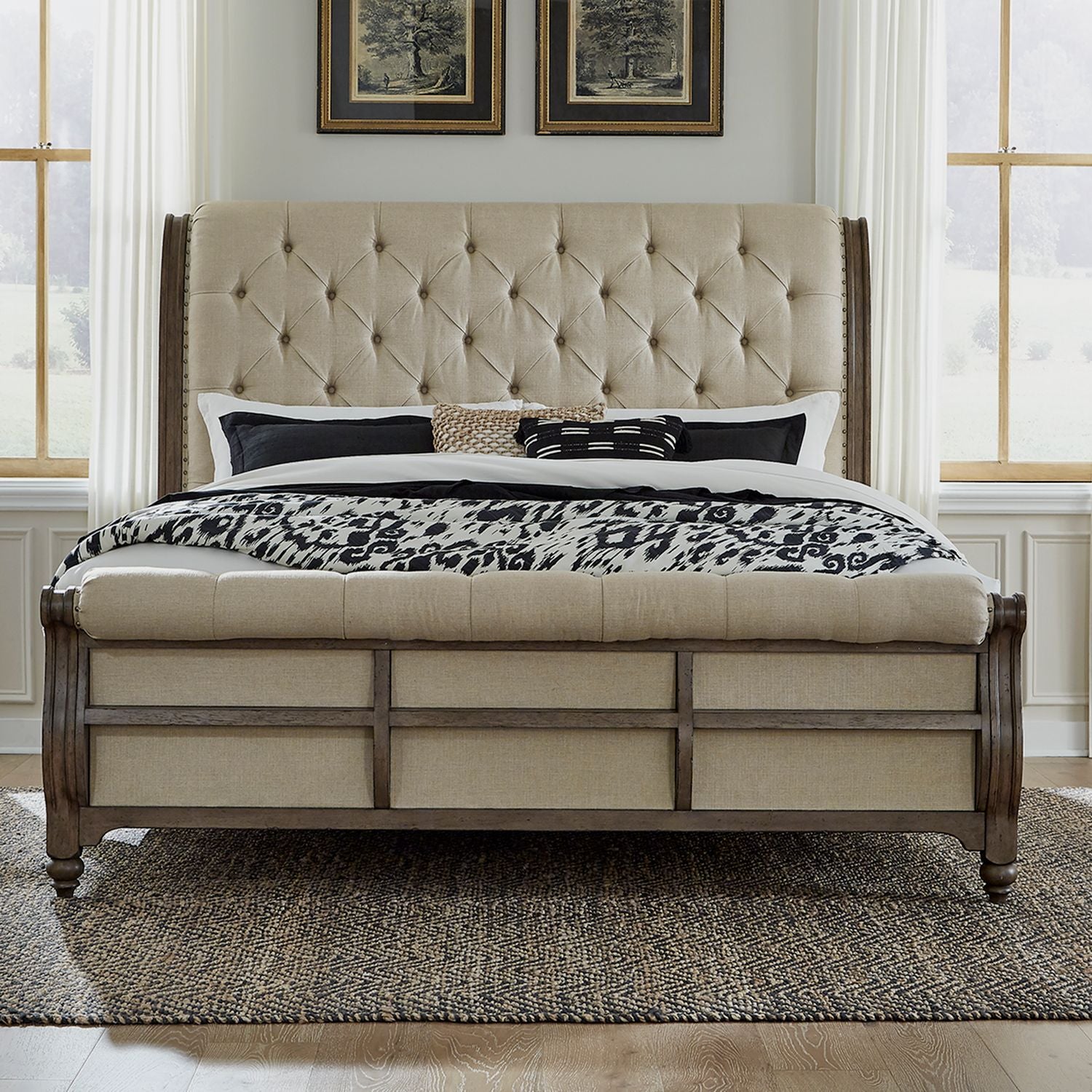 Americana Farmhouse 615-BR Upholstered Sleigh Bedroom Collection from Liberty Furniture