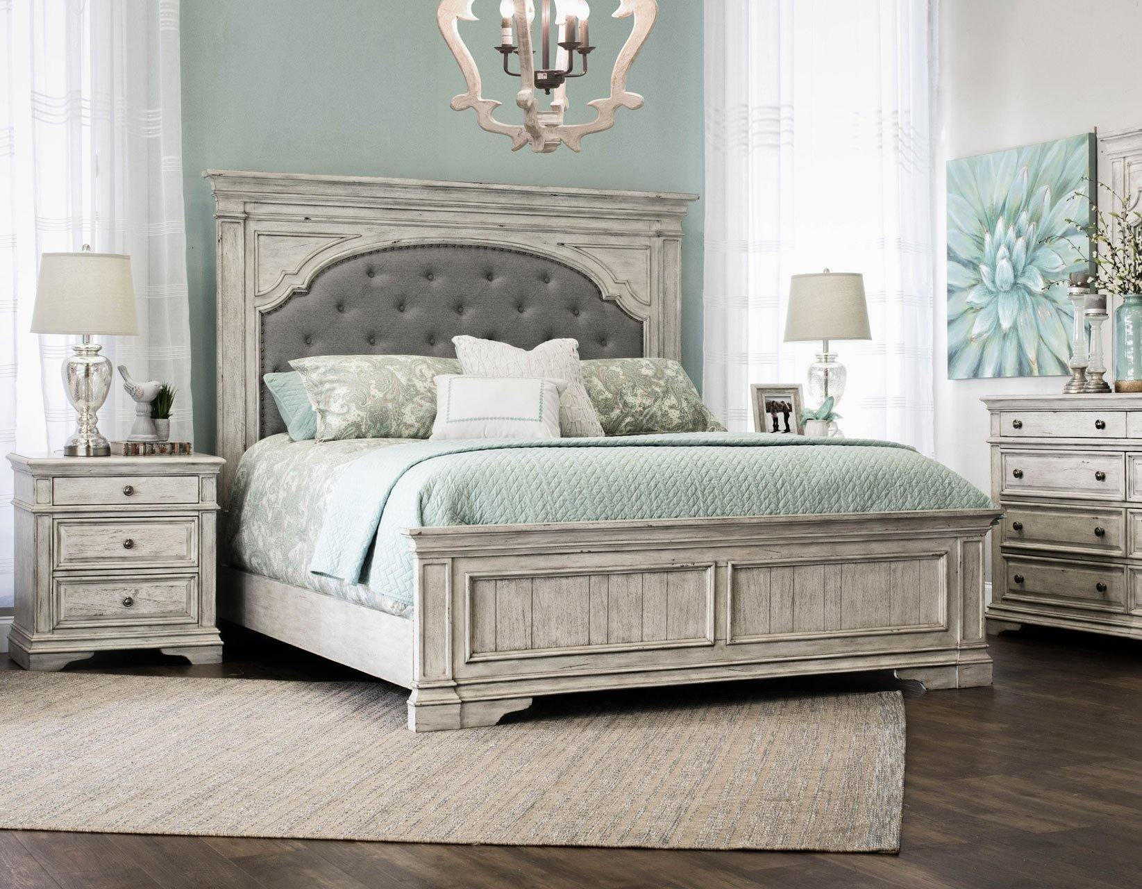 Highland Park HP900 Distressed Cathedral White Bedroom Set by Steve Silver - Crazy Mattress Man