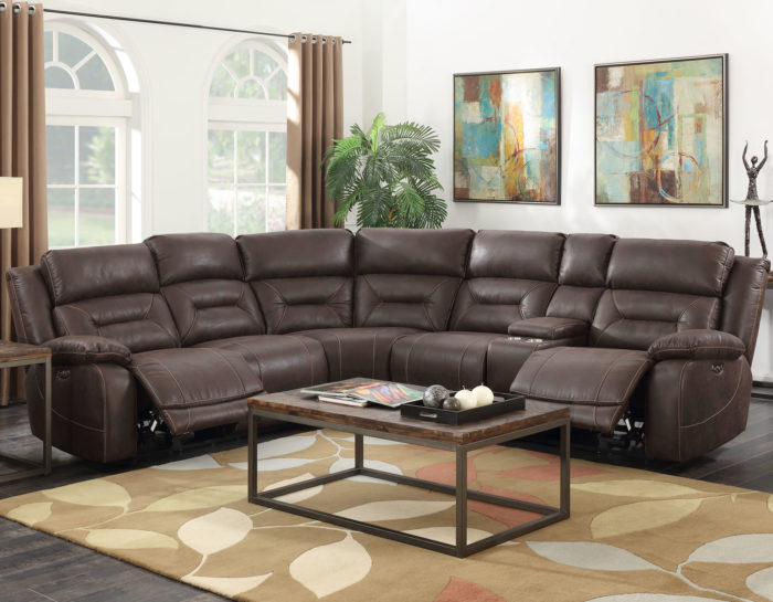 Aria 3-Piece Dual-Power Reclining Sectional, Saddle Brown from Steve Silver