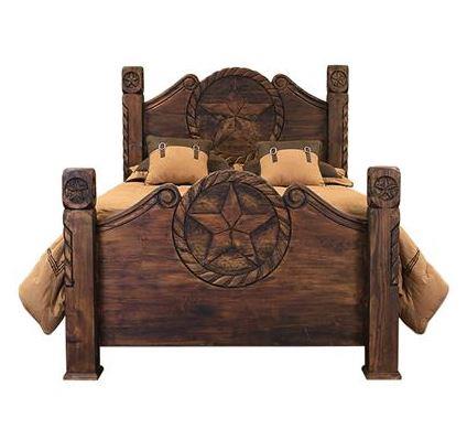 COUNTRY BED WITH ROPE AND STAR MEDIO BROWN