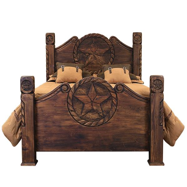 COUNTRY BED WITH ROPE AND STAR MEDIO BROWN