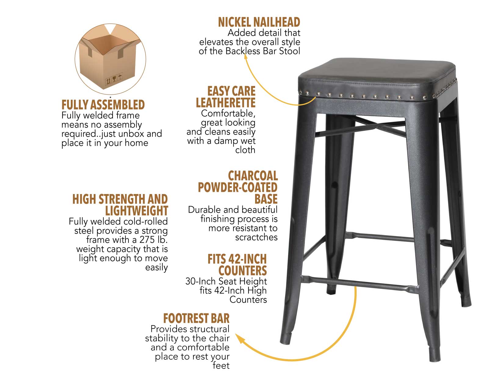 Hank 30 Backless Bar Stool by Steve Silver