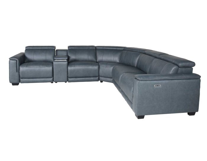 Lorenzo 6-Piece Dual-Power Reclining Modular Leather Sectional, Grey by Steve Silver