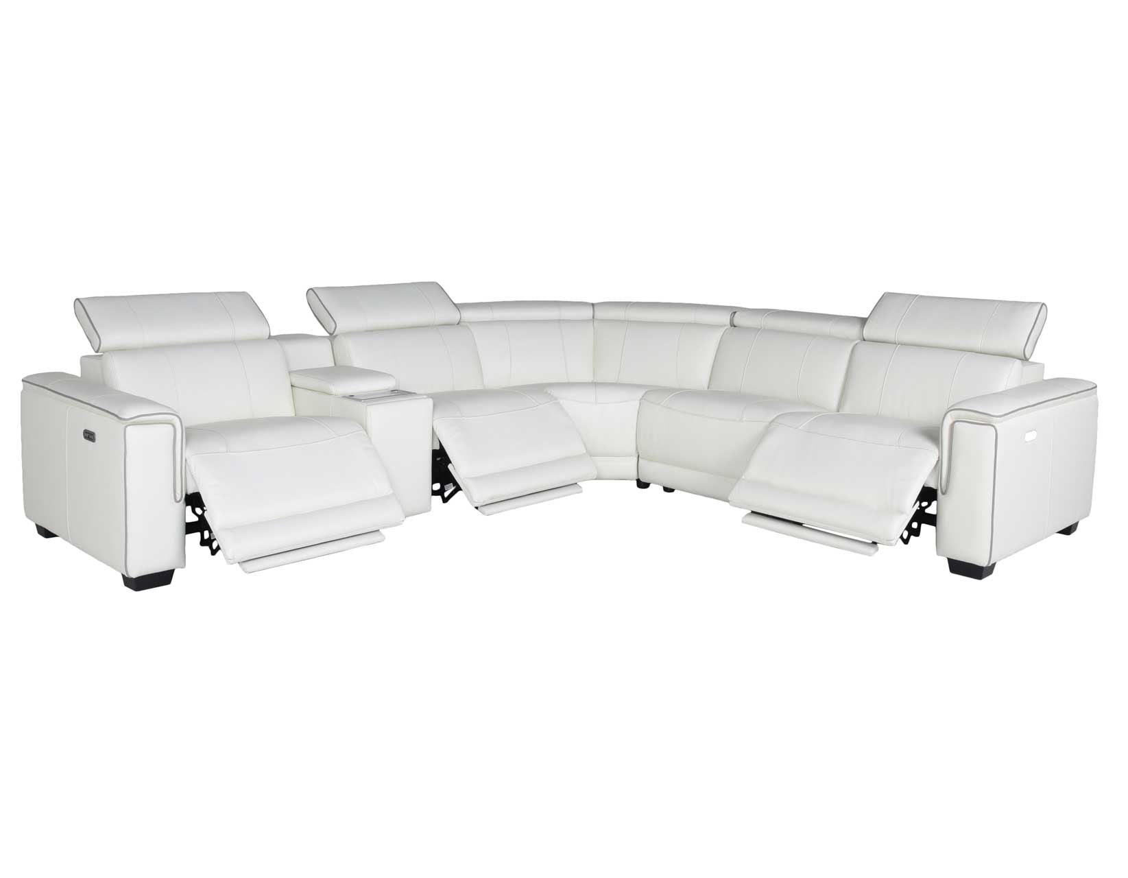 Lorenzo 6-Piece Dual-Power Reclining Modular Leather Sectional, White by Steve Silver
