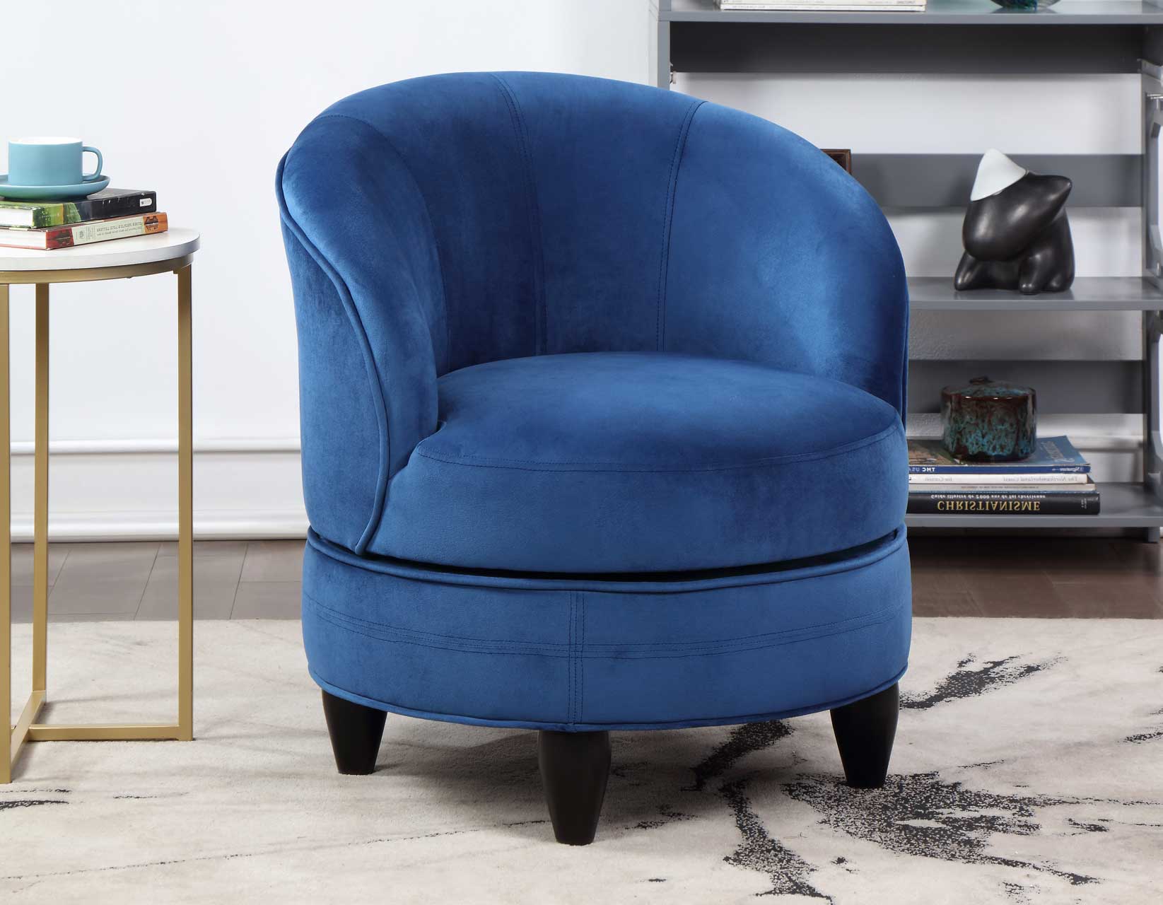 Sophia Swivel Accent Chair, Blue Velvet by Steve Silver