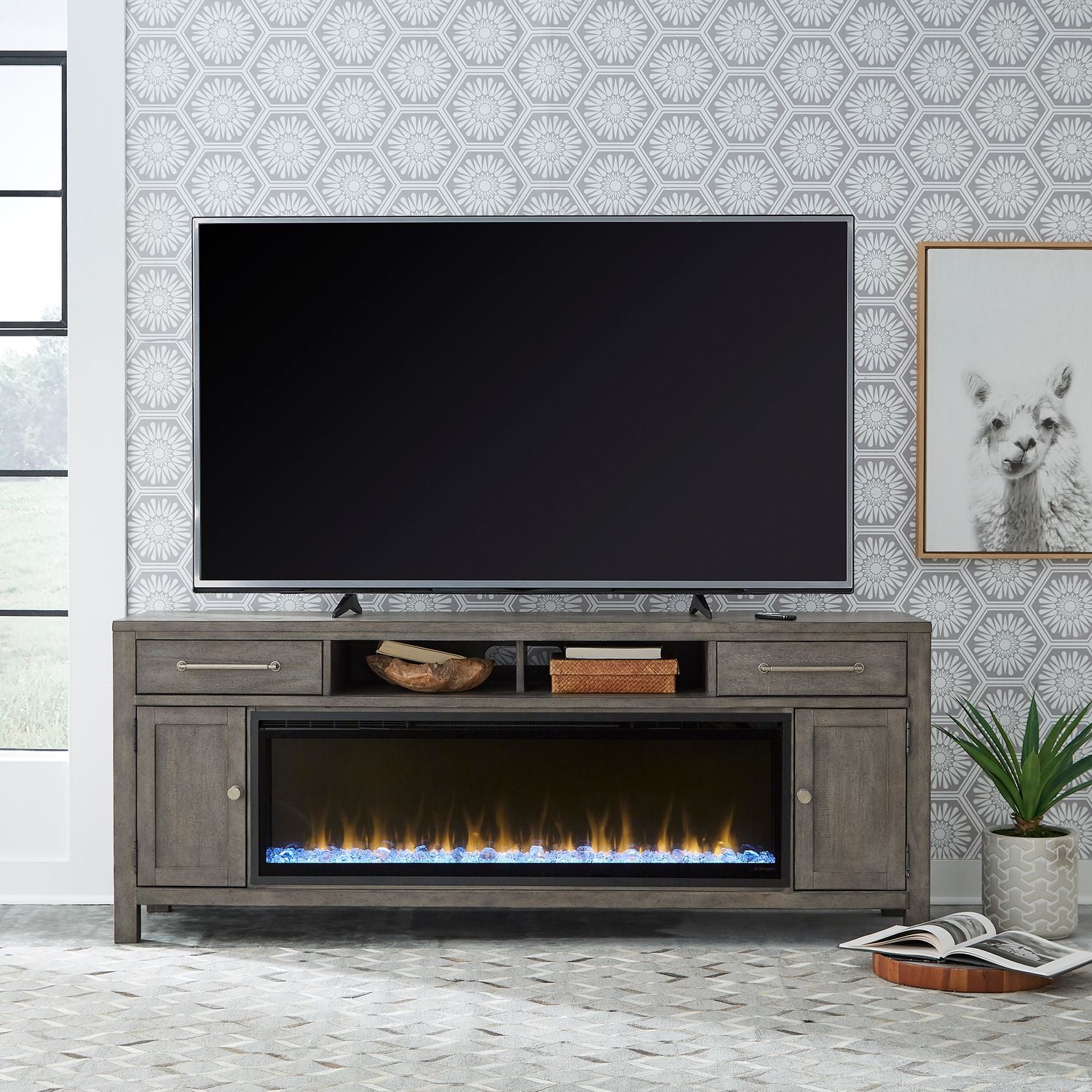 Modern Farmhouse 406 -78 Inch Fireplace TV Console by Liberty Furniture