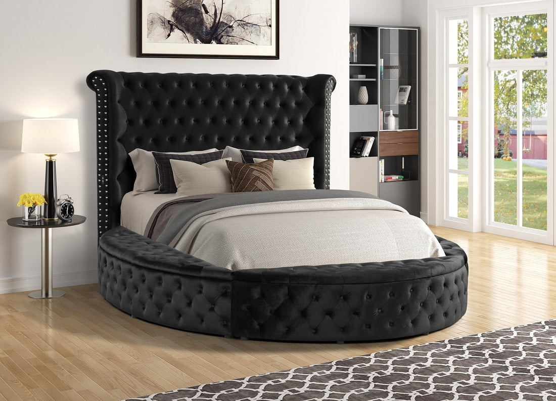 Penthouse Velvet Round Storage Bed   Grey or Black